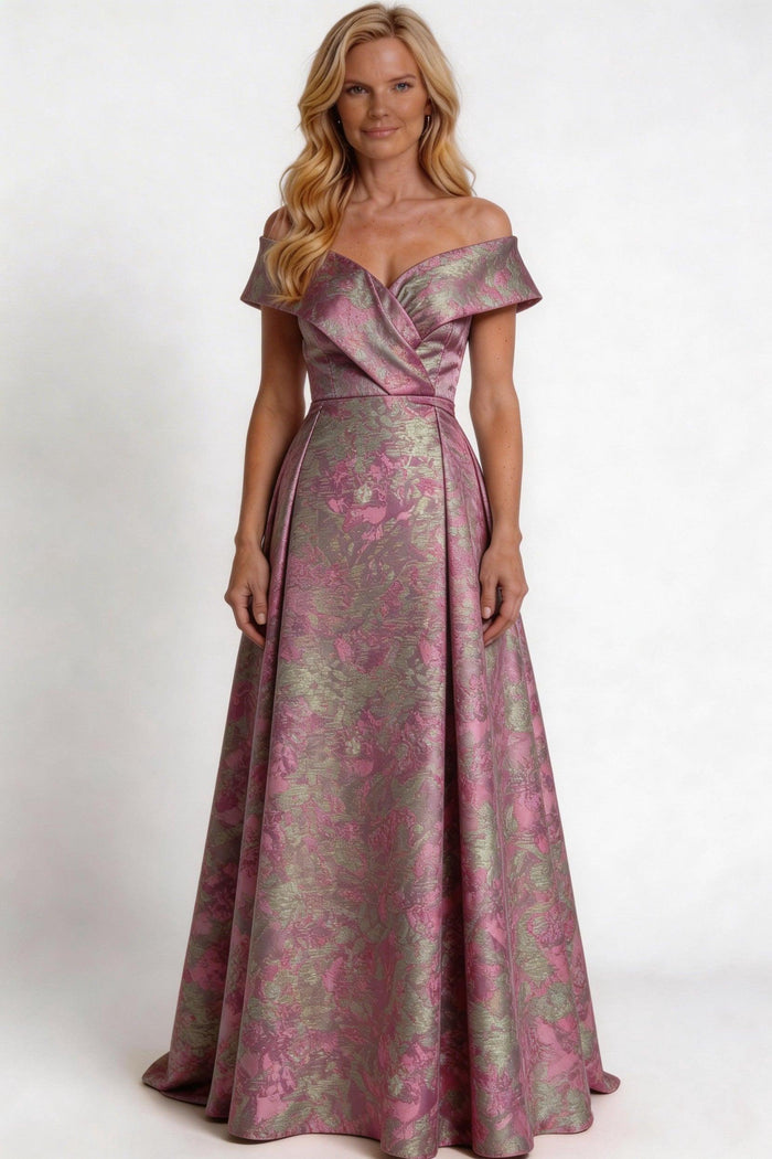 A-Line Floor Length Jacquard Mother of the Bride Dress CM0430