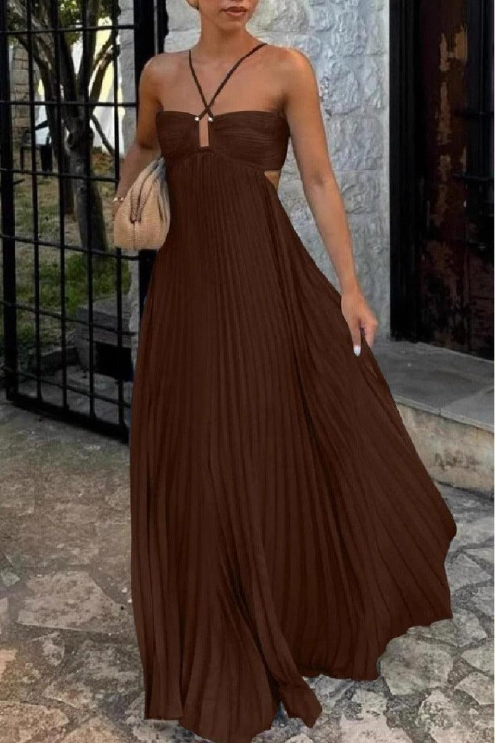 A-Line  Floor Length Silk-Like Wedding Guest Dress 899021324958