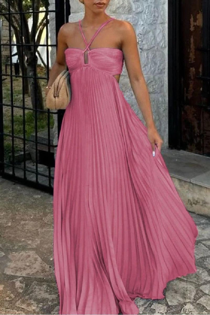 A-Line  Floor Length Silk-Like Wedding Guest Dress 899021324958