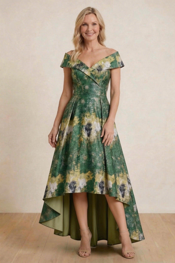 A-Line High-Low Jacquard Mother of the Bride Dress CM0423