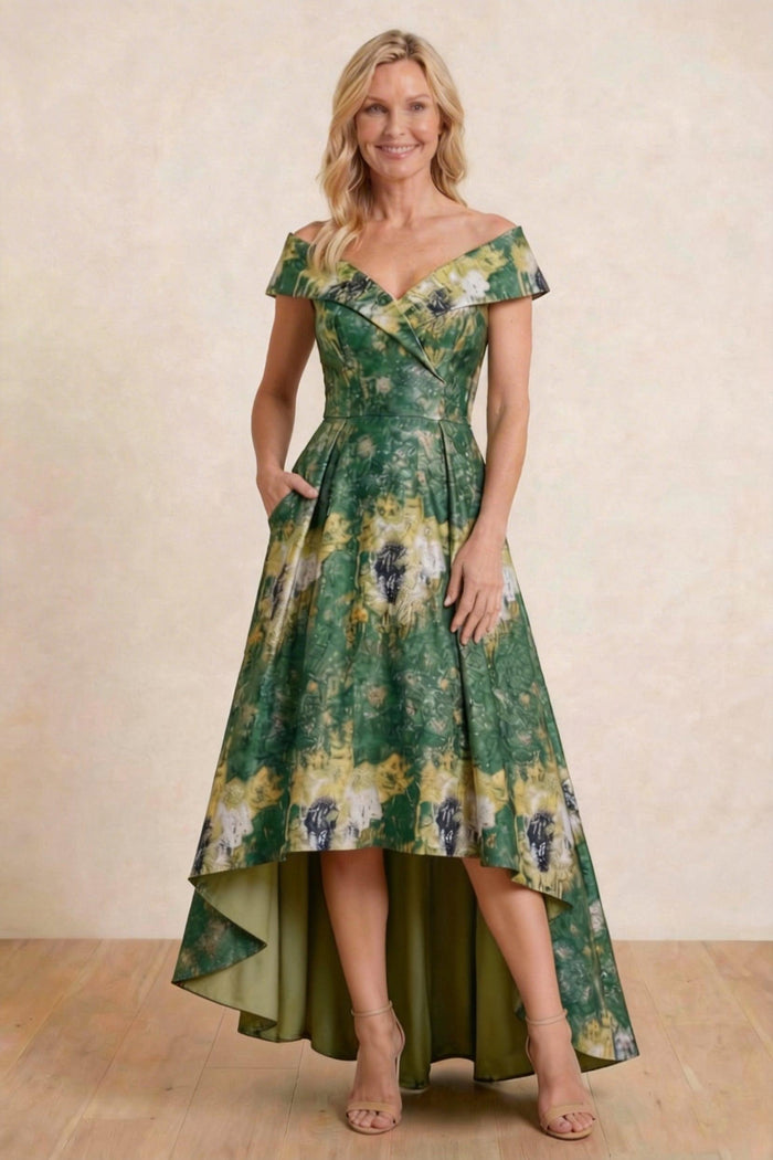 A-Line High-Low Jacquard Mother of the Bride Dress CM0423