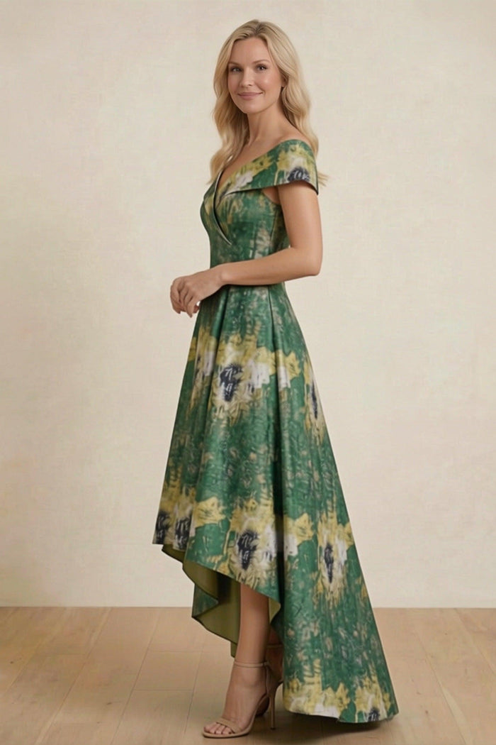 A-Line High-Low Jacquard Mother of the Bride Dress CM0423