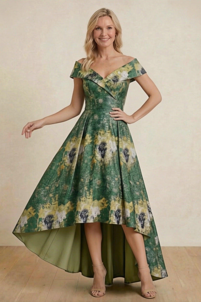 A-Line High-Low Jacquard Mother of the Bride Dress CM0423