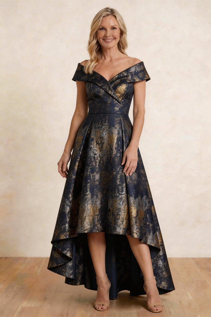 A-Line High-Low Jacquard Mother of the Bride Dress CM0423