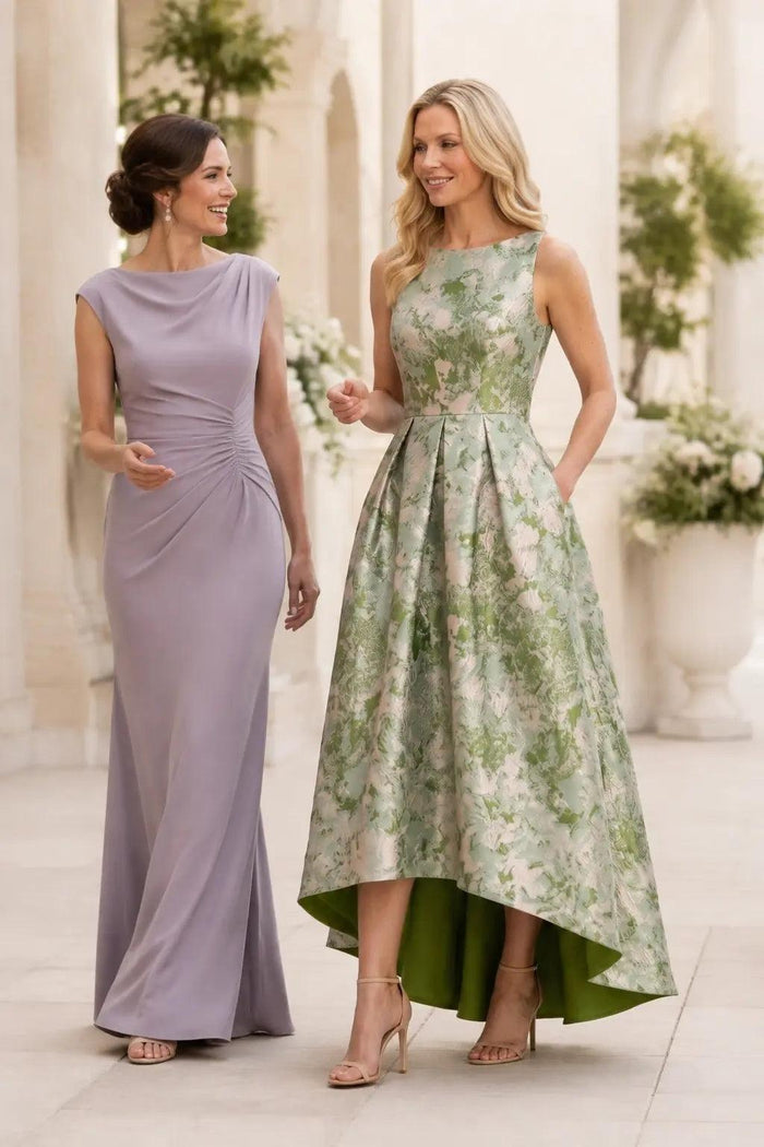 A-Line High-Low Jacquard Mother of the Bride Dress CM0502