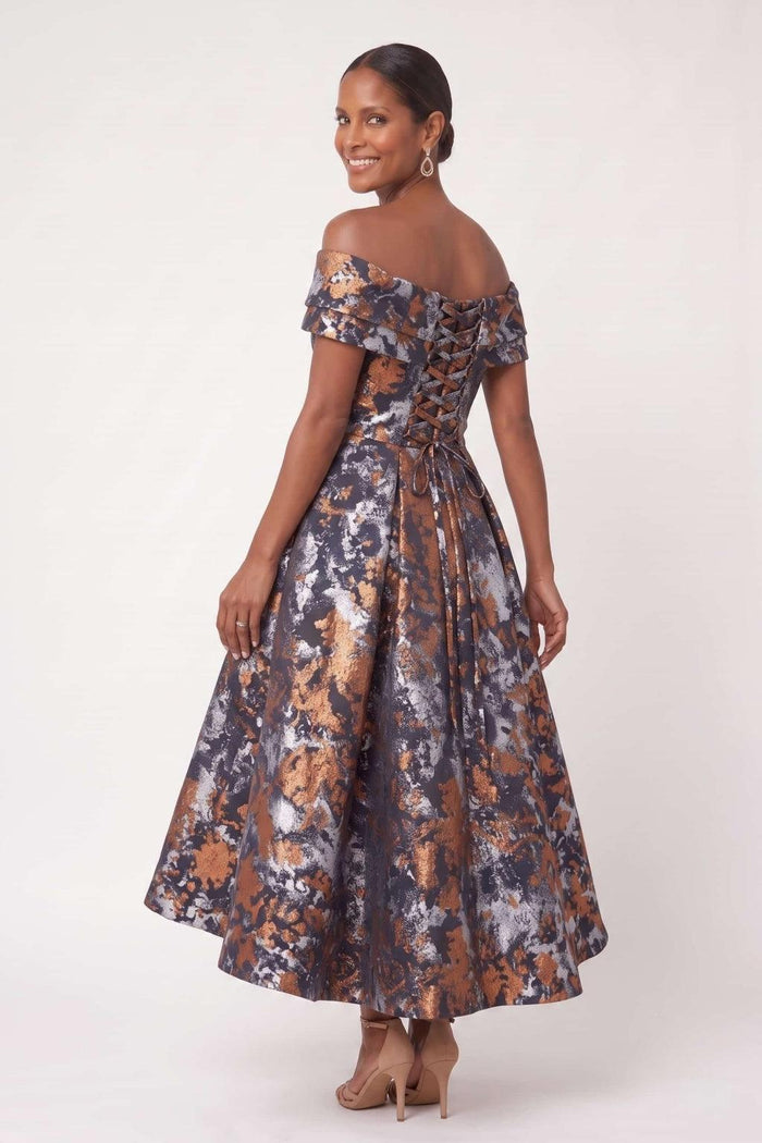 A-Line Tea Length Jacquard Mother of the Bride Dress CM0492