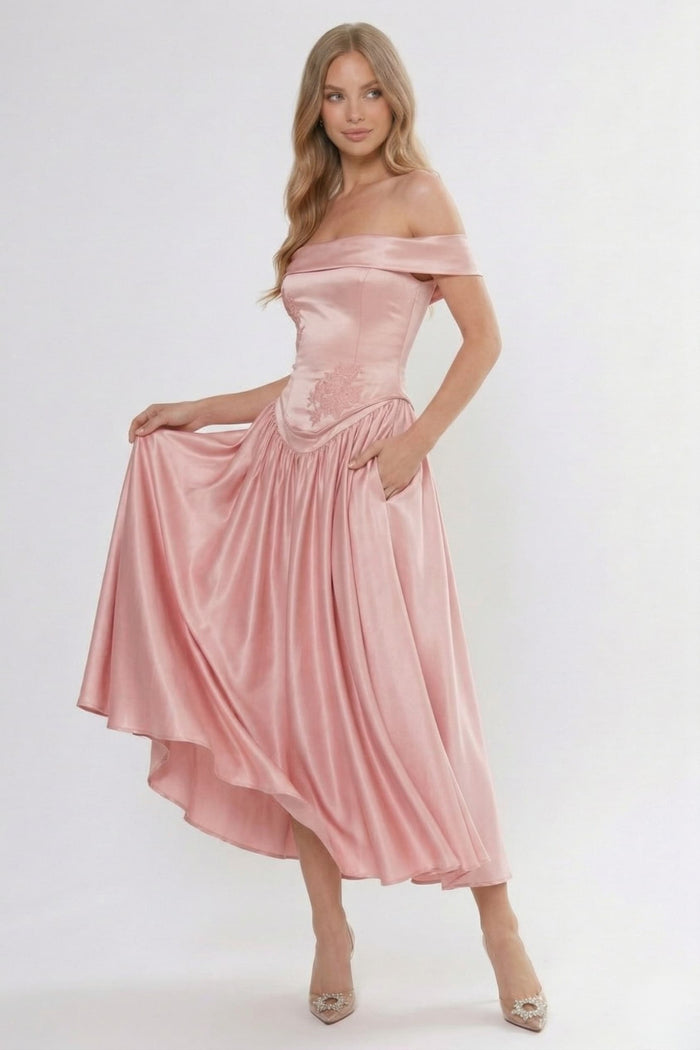 A-Line/Two-Piece Ankle Length Soft Satin Bridesmaid Dress CG0313BM