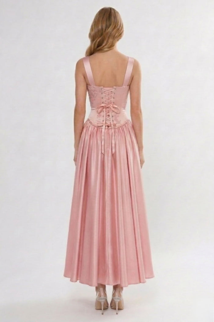 A-Line/Two-Piece Ankle Length Soft Satin Wedding Guest Dress CG0315