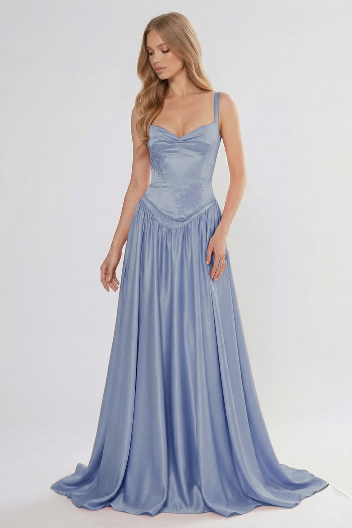 A-Line/Two-Piece Floor Length Soft Satin Bridesmaid Dress CG0310BM