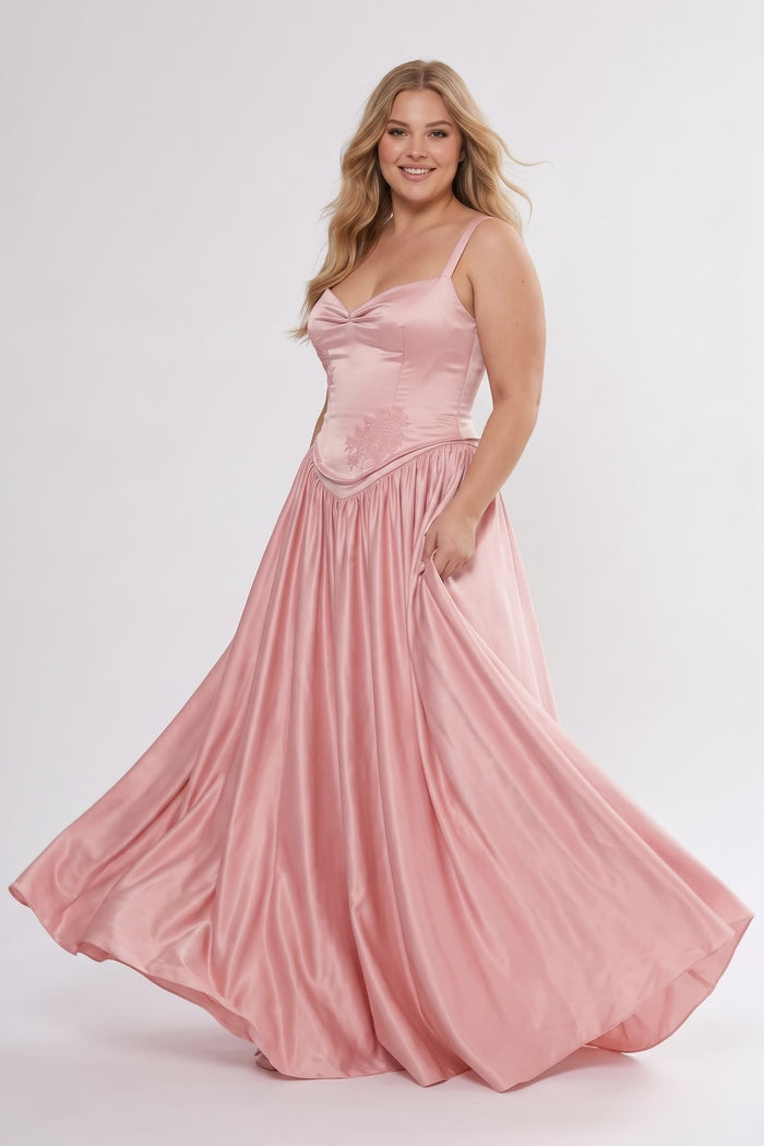 A-Line/Two-Piece Floor Length Soft Satin Bridesmaid Dress CG0310BM