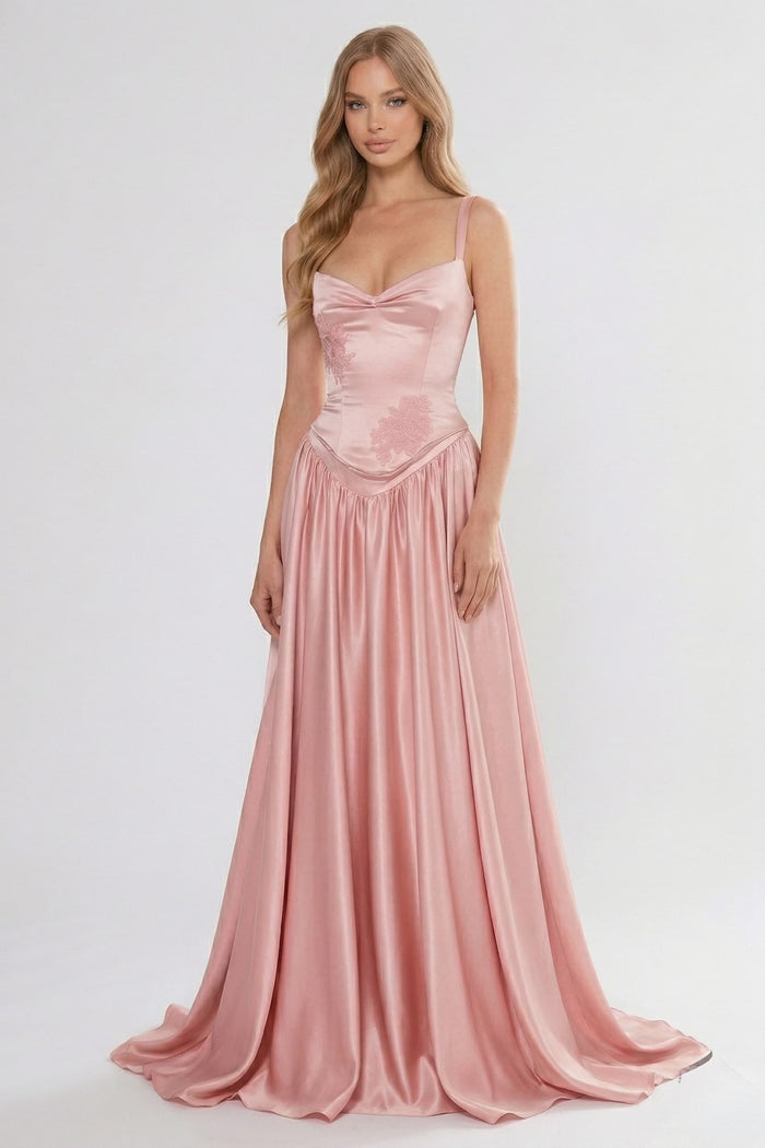 A-Line/Two-Piece Floor Length Soft Satin Bridesmaid Dress CG0310BM