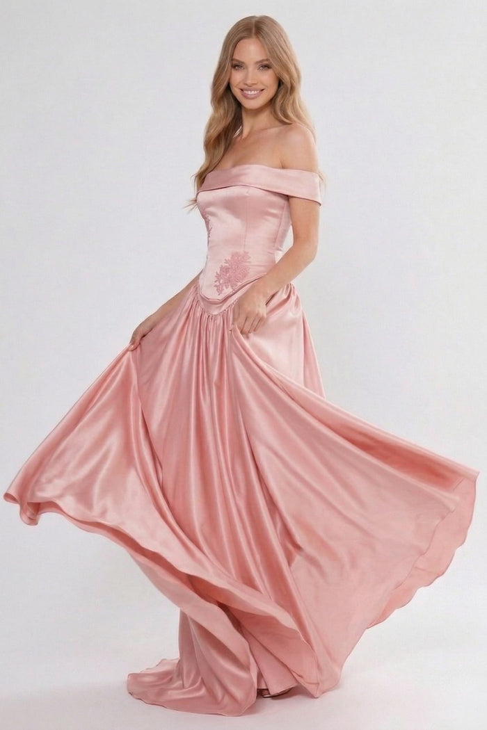A-Line/Two-Piece Floor Length Soft Satin Bridesmaid Dress CG0312BM