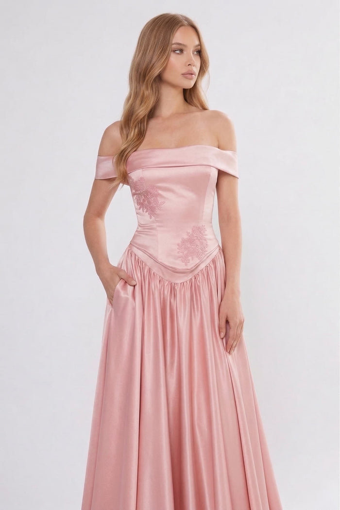 A-Line/Two-Piece Floor Length Soft Satin Bridesmaid Dress CG0312BM