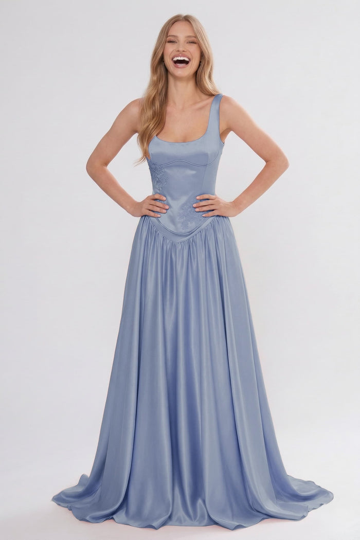 A-Line/Two-Piece Floor Length Soft Satin Bridesmaid Dress CG0314BM