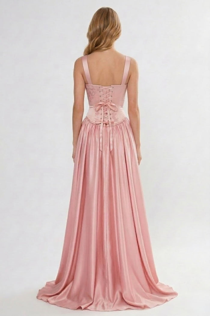 A-Line/Two-Piece Floor Length Soft Satin Bridesmaid Dress CG0314BM