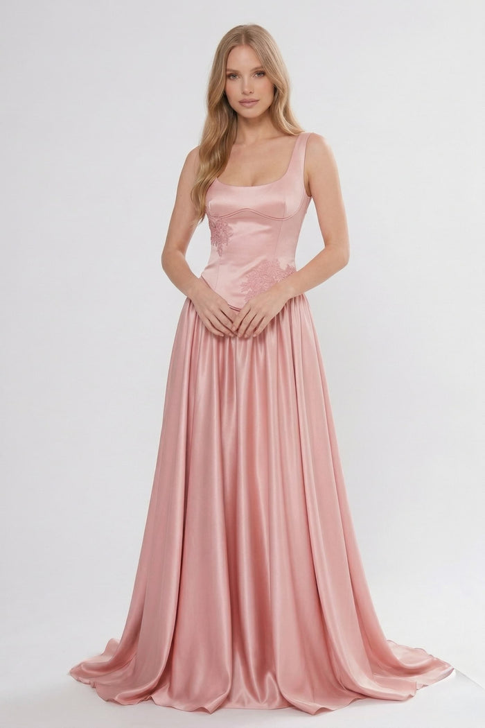 A-Line/Two-Piece Floor Length Soft Satin Bridesmaid Dress CG0314BM