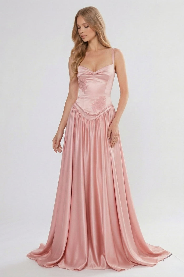 A-Line/Two-Piece Floor Length Soft Satin Wedding Guest Dress CG0310