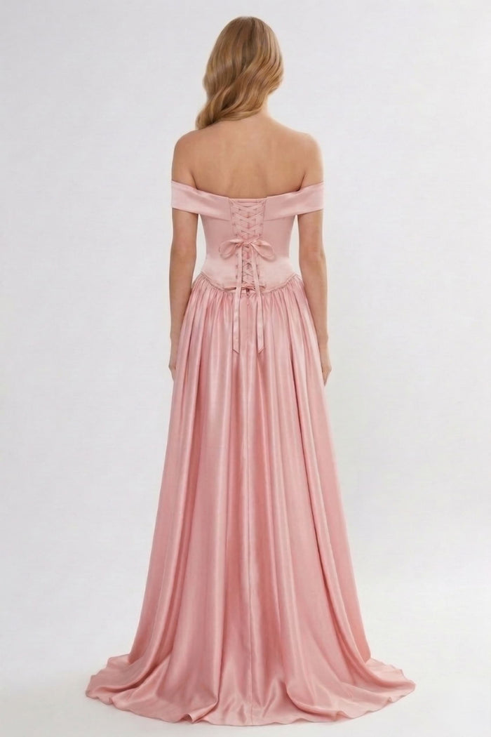 A-Line/Two-Piece Floor Length Soft Satin Wedding Guest Dress CG0312