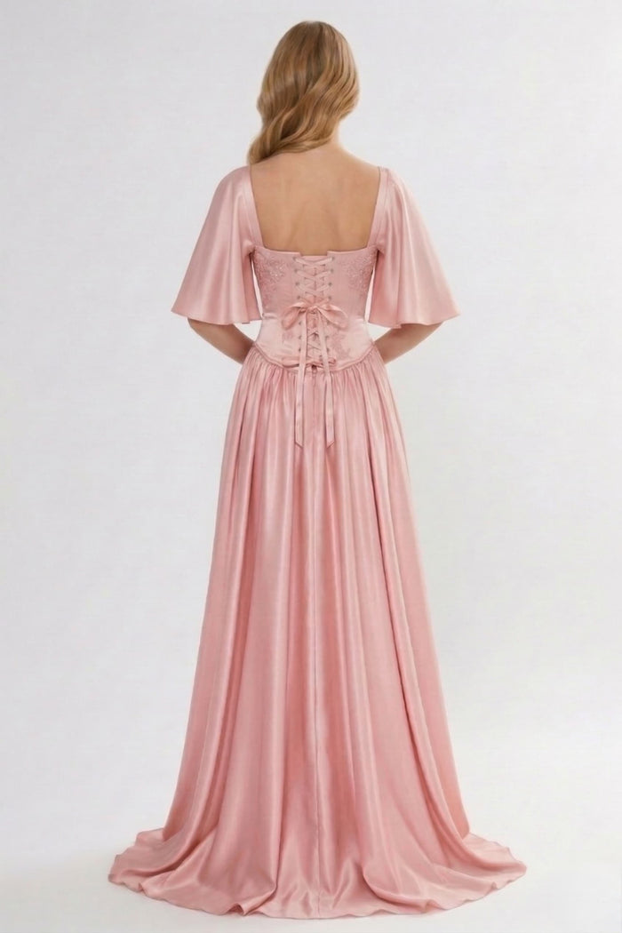 A-Line/Two-Piece Floor Length Soft Satin Wedding Guest Dress CG0316