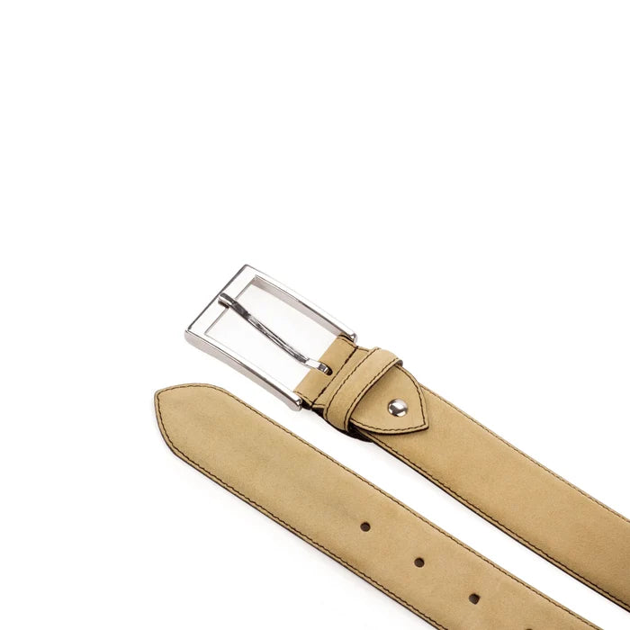 Aaron Hamptons belt in tan leather with silver buckle
