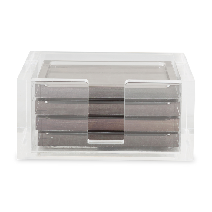 These acrylic coasters in a silver finish offer a sleek way to protect your tabletops and keep your drinks in place.