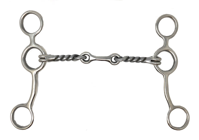 AJ Tack Jr. Cowhorse Dogbone Twist Gag Bit - Stainless Steel