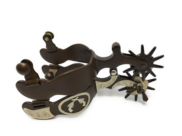 AJ Tack Antique Brown Crossed Pistols Spurs - Mens
