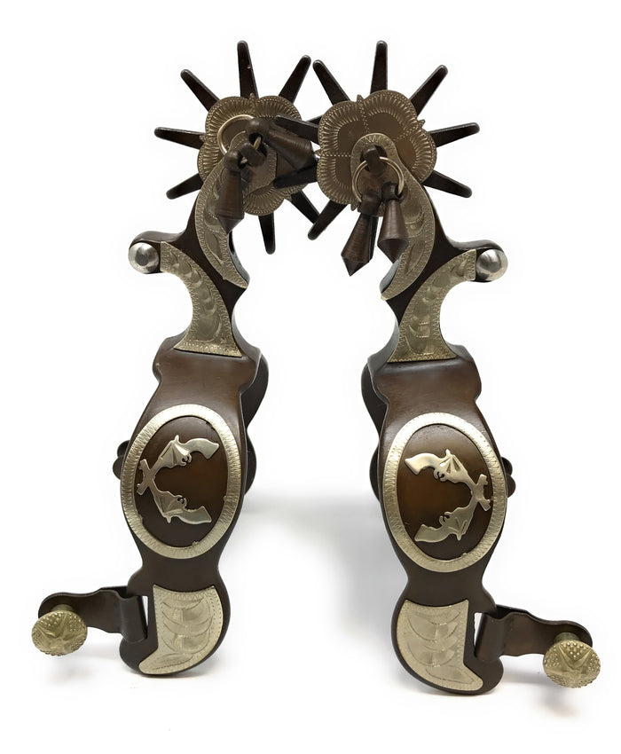 AJ Tack Antique Brown Crossed Pistols Spurs - Mens