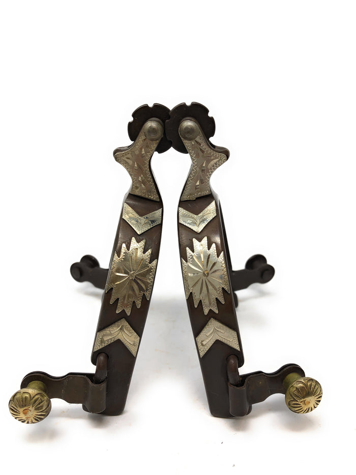 AJ Tack Antique Brown Southwest Engraved Spurs - Mens