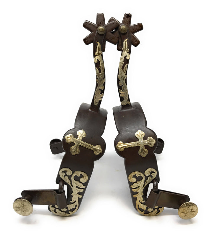 AJ Tack Antique Brown Cross Offset Spurs - Mens