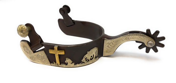 AJ Tack Praying Cowboy Spurs, Antique Brown