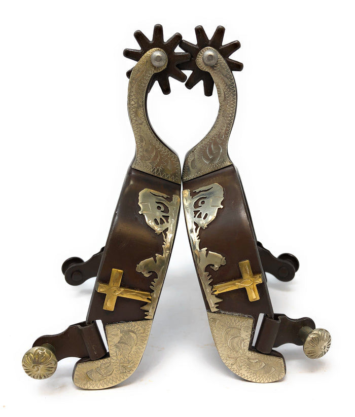 AJ Tack Praying Cowboy Spurs, Antique Brown