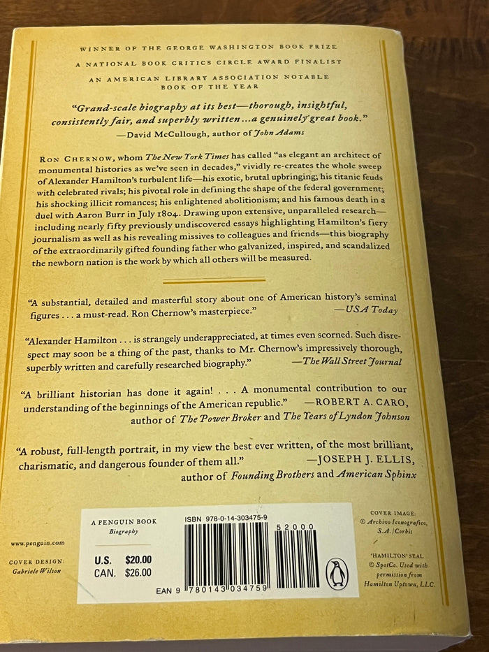 Alexander Hamilton Paperback Book by Ron Chernow