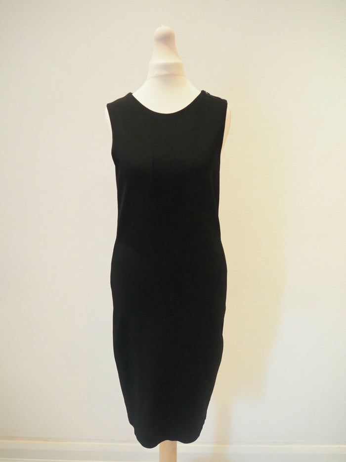 Alexander McQueen Black Lace Drape Back Dress Size Small