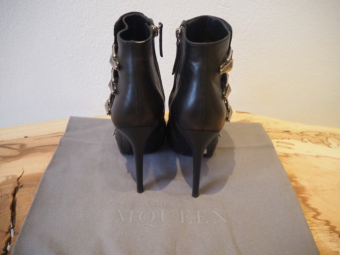 Alexander McQueen Buckle High Heel Boot Size 5