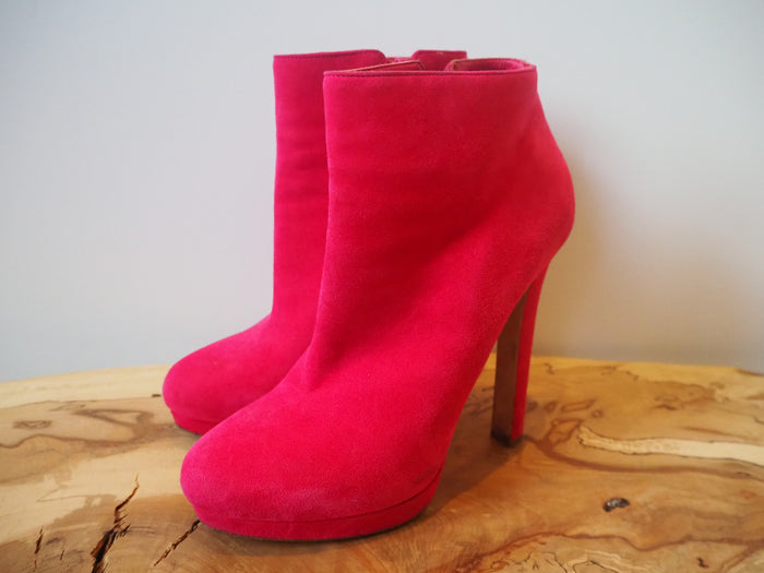 Alexander McQueen Pink Suede High Heel Boot Size 5