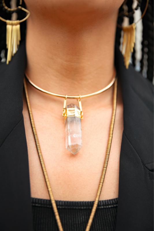 AMULET Clear Quartz Pendant Choker
