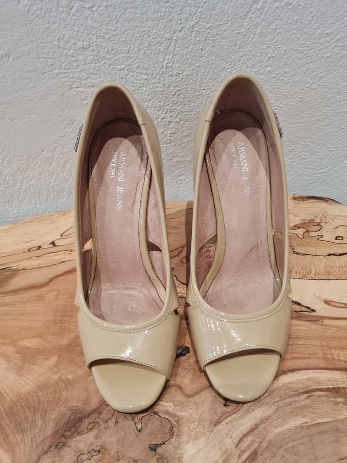 Armani Nude Peep Toe Size 3.5