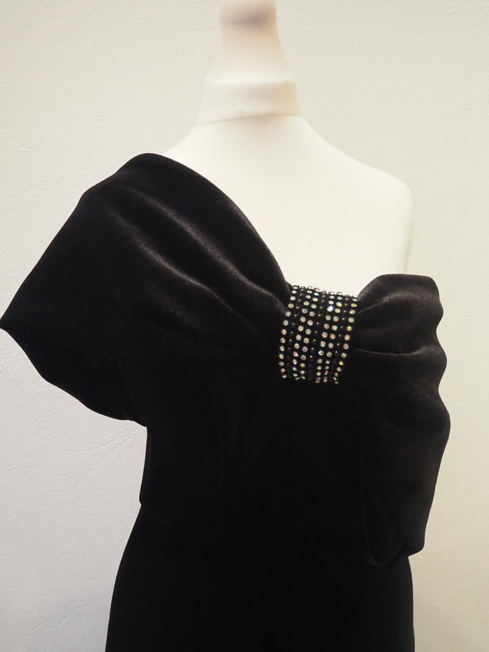ASOS Black Velvet Off Shoulder Dress Size 10