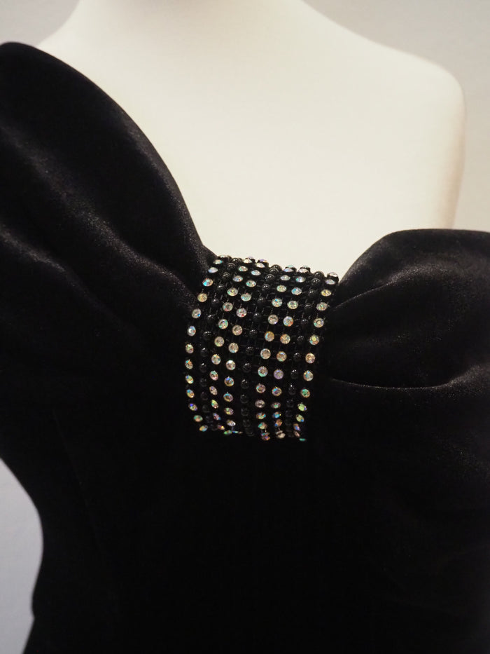 ASOS Black Velvet Off Shoulder Dress Size 10