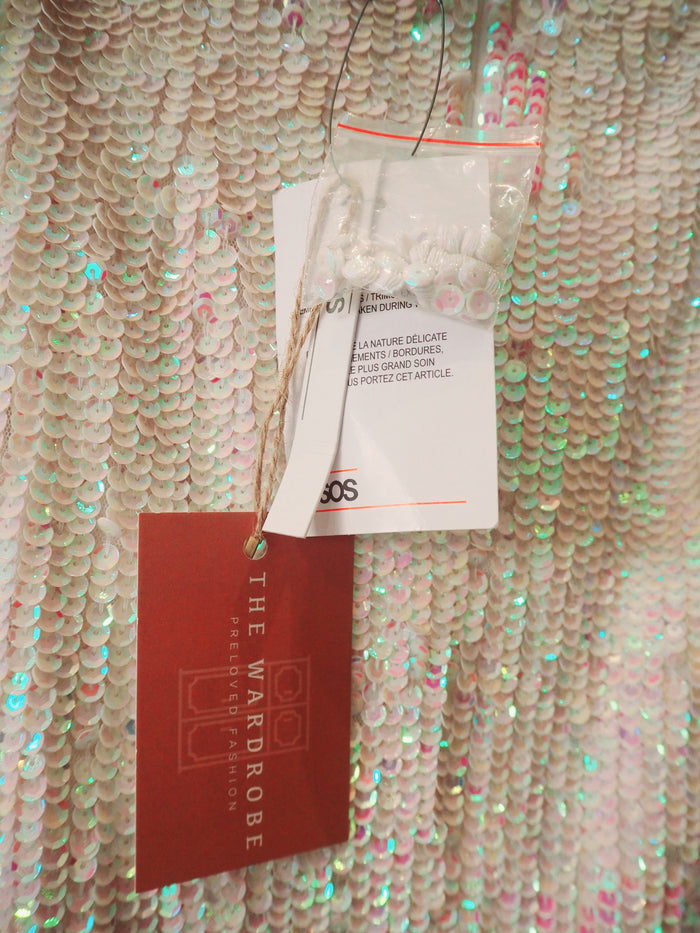 ASOS White Sequin Skirt Size 8 (New)