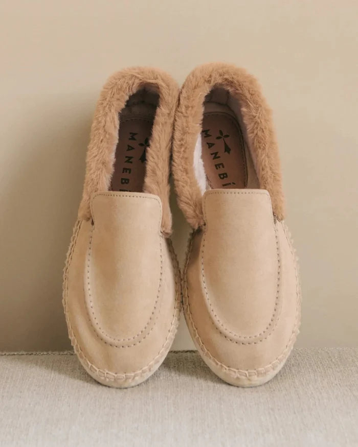 Loafers Manebi Aspen Loafers Suede Espadrilles Champagne Beige Apoella