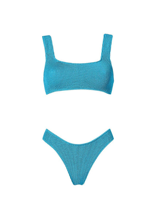 Bikini Stefania Frangista August Athletic Bikini Seersucker Metallic Azure Apoella