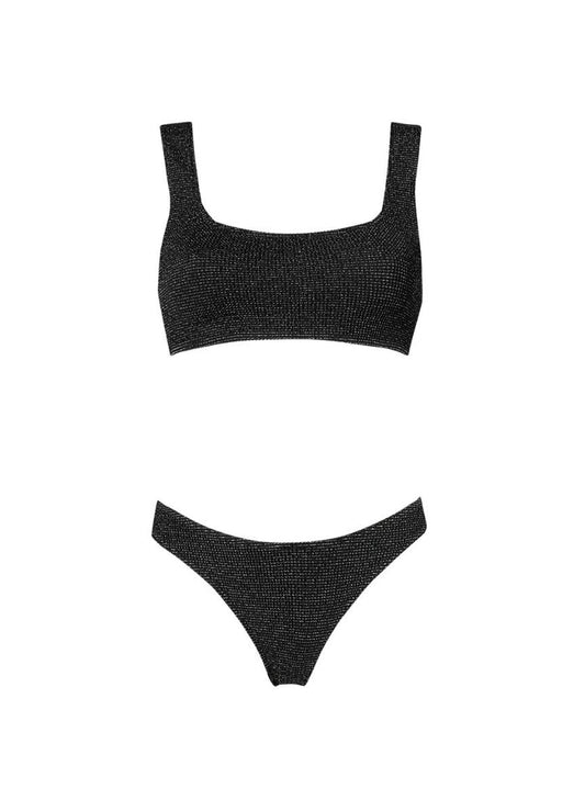 Bikini Stefania Frangista August Athletic Bikini Seersucker Metallic Black Apoella