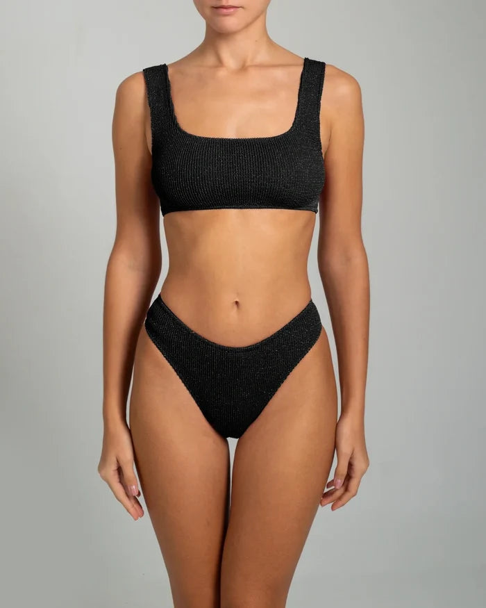 Bikini Stefania Frangista August Athletic Bikini Seersucker Metallic Black Apoella