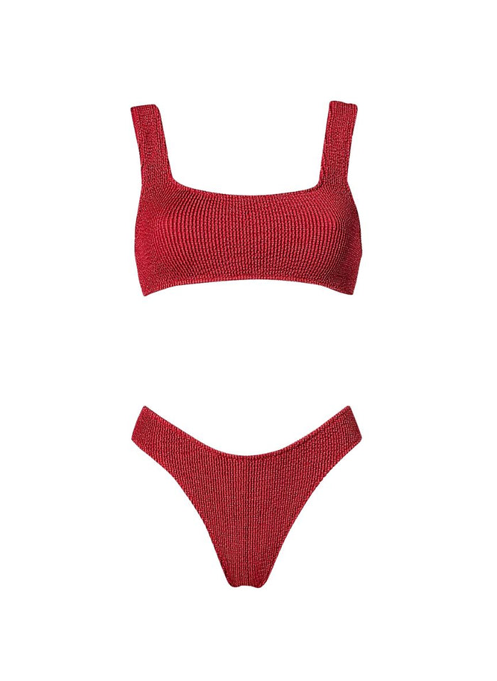 Bikini Stefania Frangista August Athletic Bikini Seersucker Metallic Red Apoella