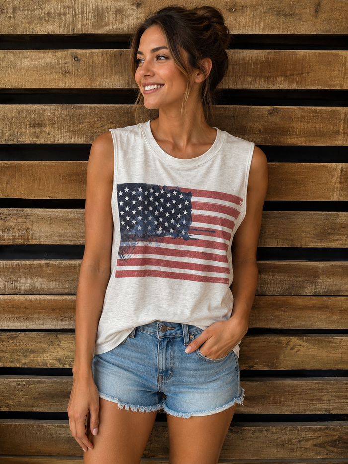 Avery Vintage Freedom Flag Muscle Tank