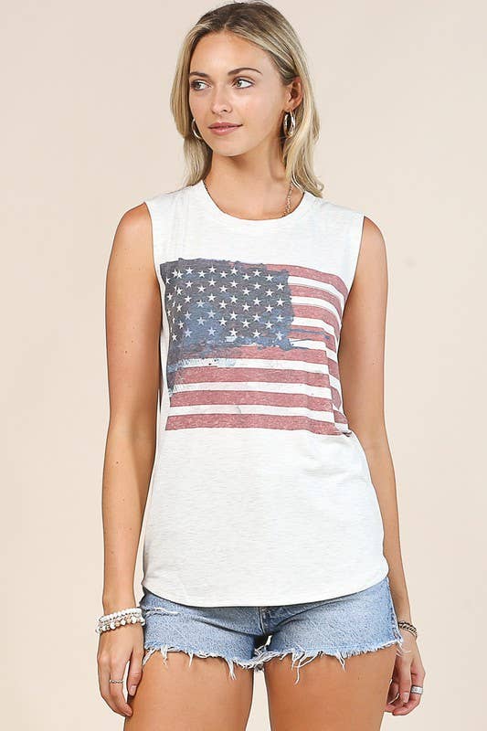Avery Vintage Freedom Flag Muscle Tank
