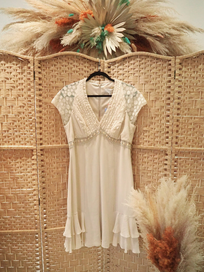 Badgley Mischka Nude Bead Dress NEW Size 10