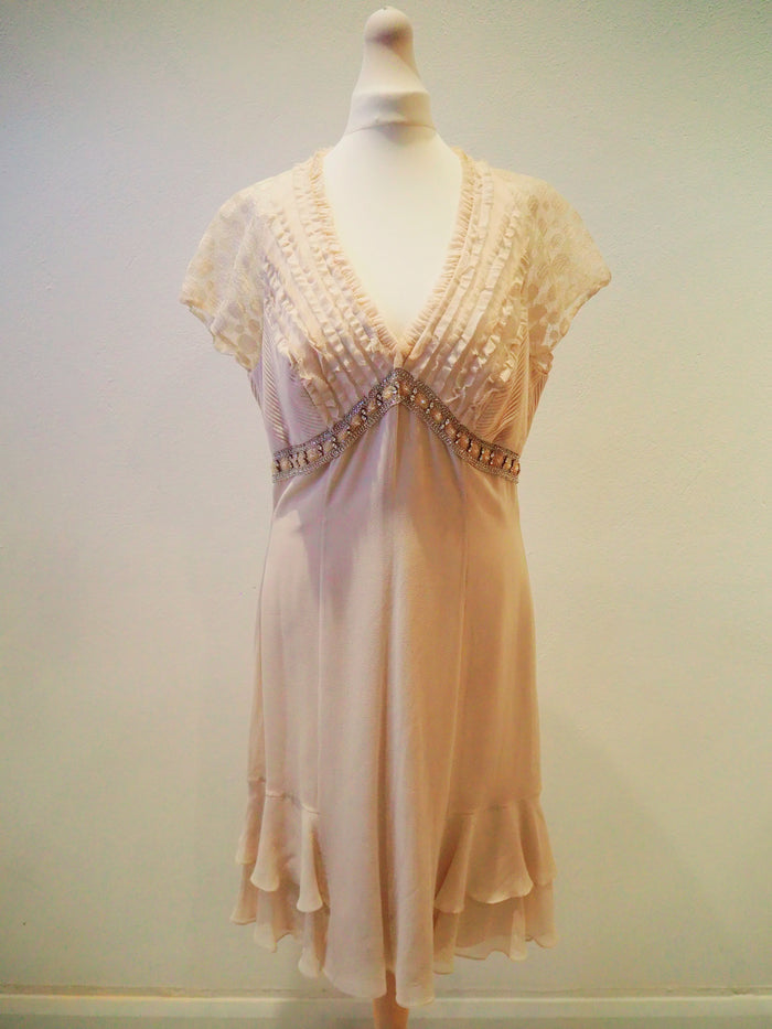 Badgley Mischka Nude Bead Dress NEW Size 10